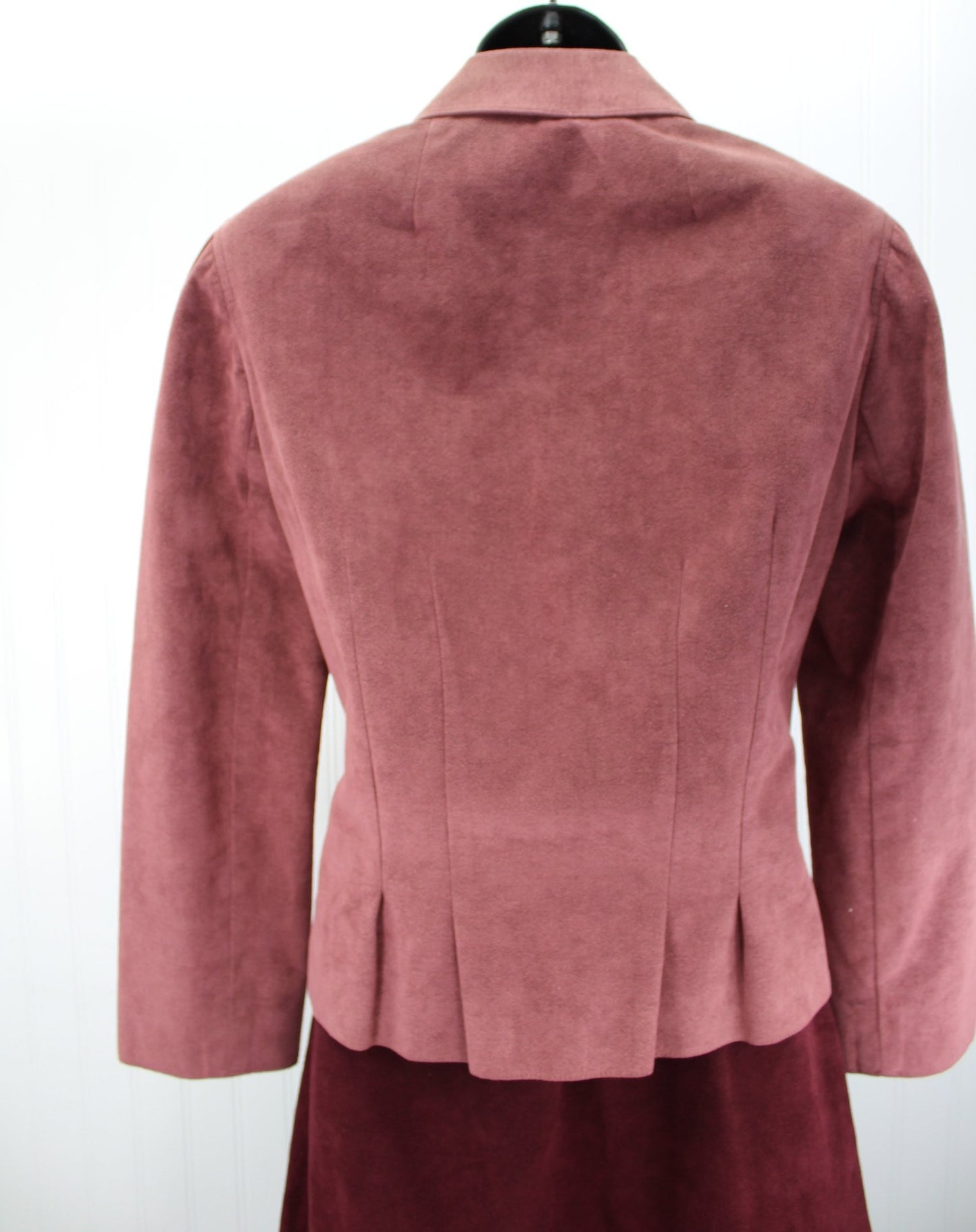 Vintage Samuel Roberts Androu Designer Suit 1970s - Mauve Merlot Ultrasuede soft nap on fabric