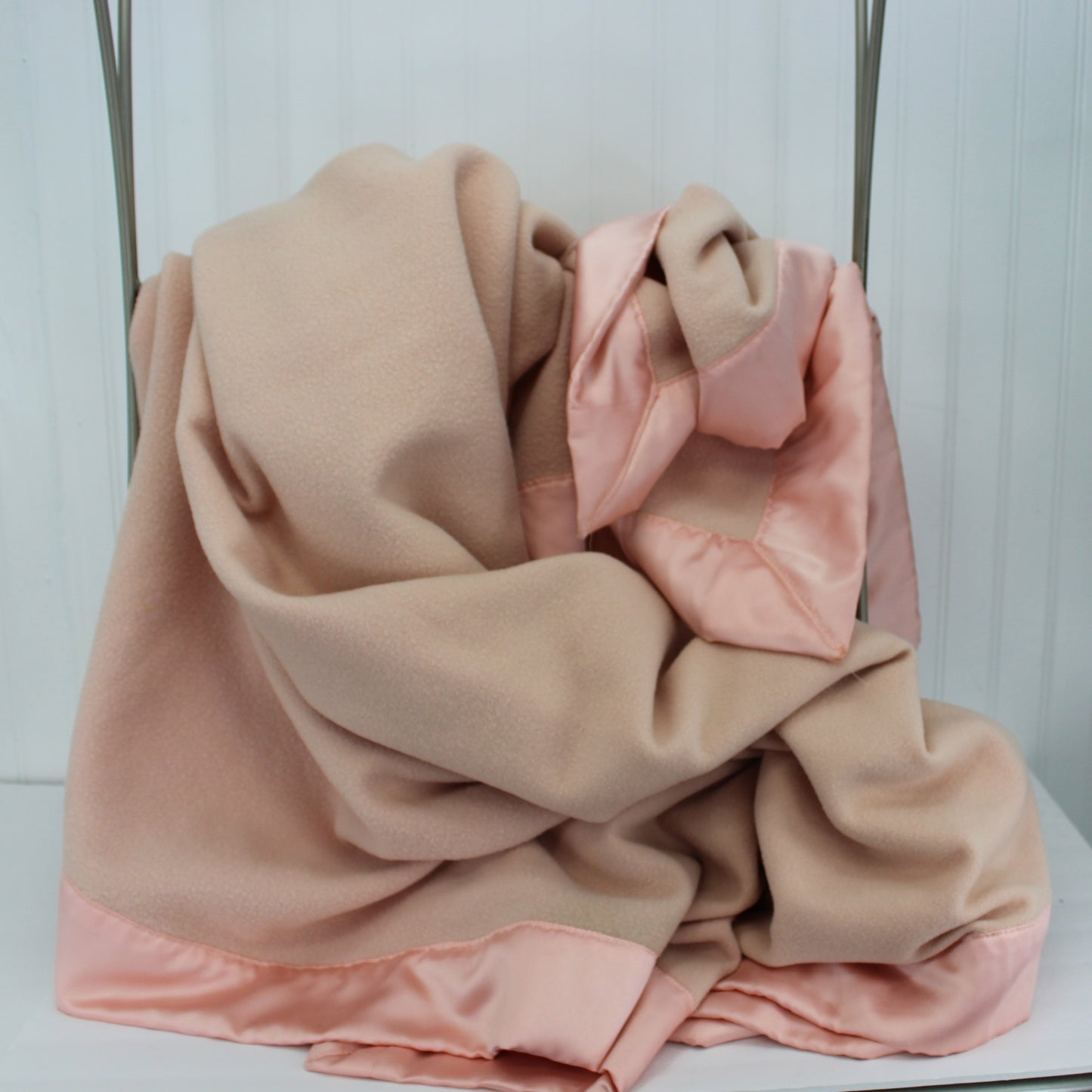 St Marys Ohio Wool Blanket Pale Pink Matching Binding All sides 98" X 82"
