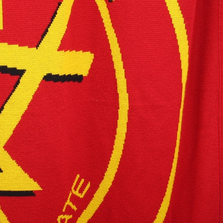 Logo Knits Acrylic Throw Blanket Chaminade Flyers High School Mineola NY closeup sweater knit