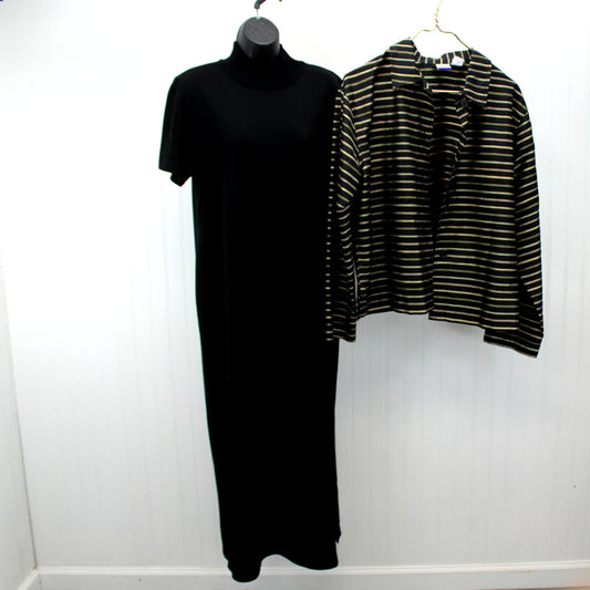 Koret Acrylic LBD with Silk Metallic Stripe Jacket JM Collection Both marked L