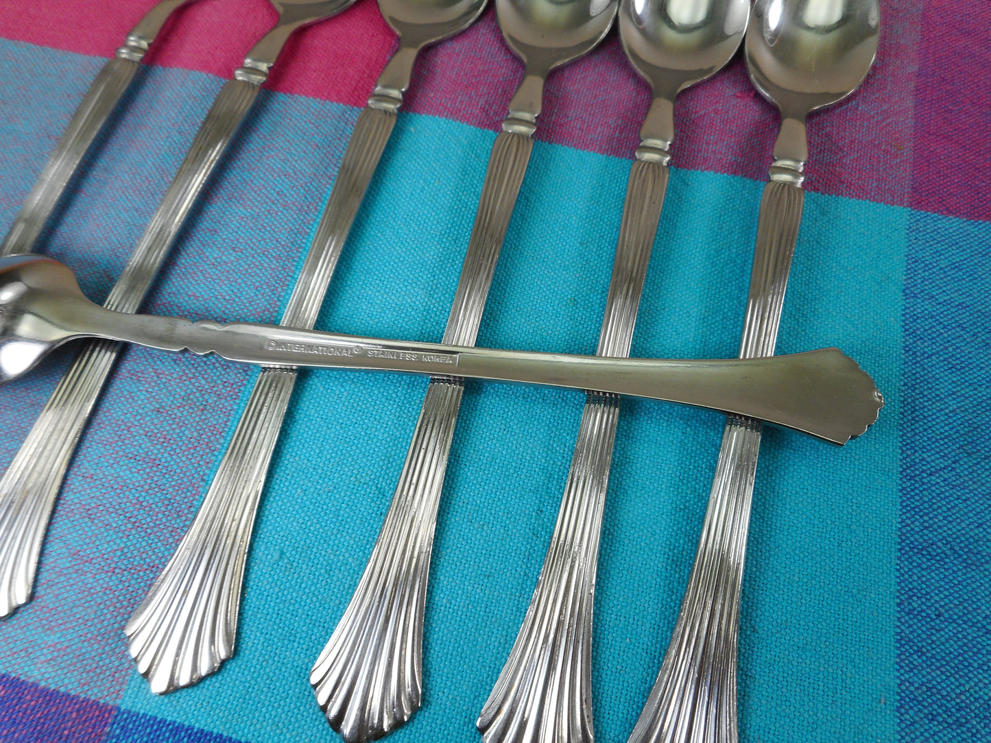 International Flatware Century Line - CASCADE 7 Iced Tea Stainless Spoons Vintage Used