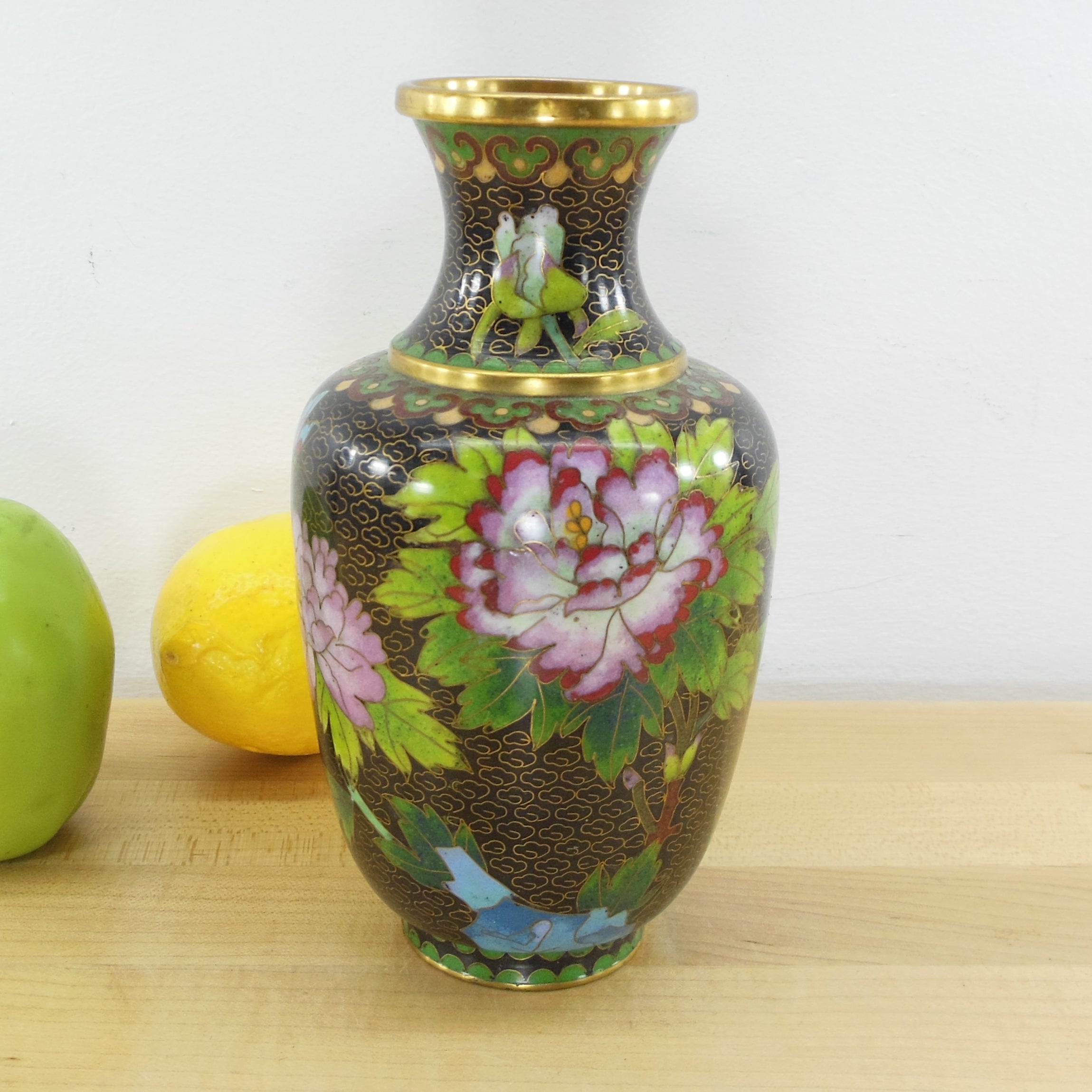 Vintage Chinese Floral Cloisonne Enamel Brass 4