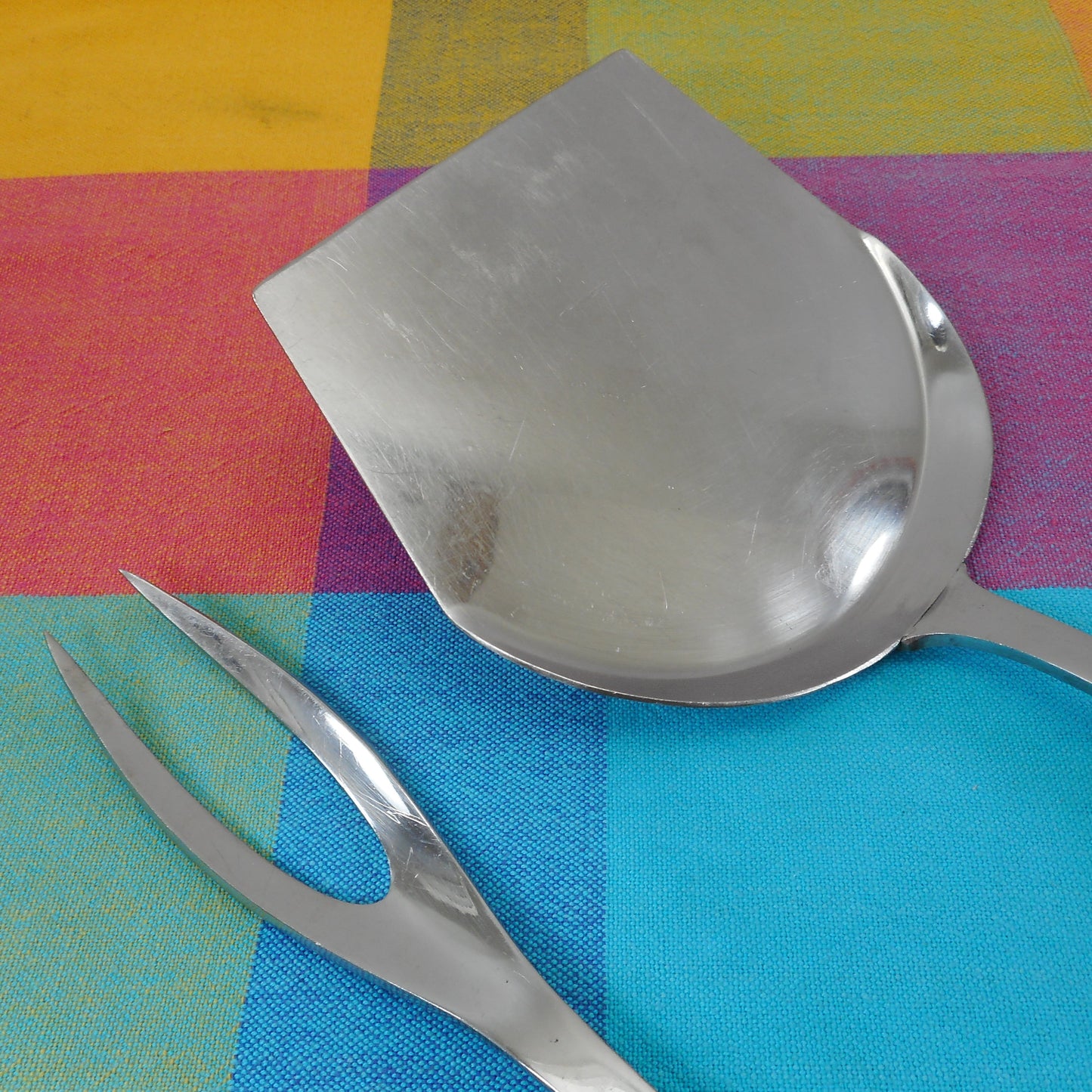 Kalmar Italy Modernist Long Stainless Spatula & Meat Fork - BBQ Grill Vintage