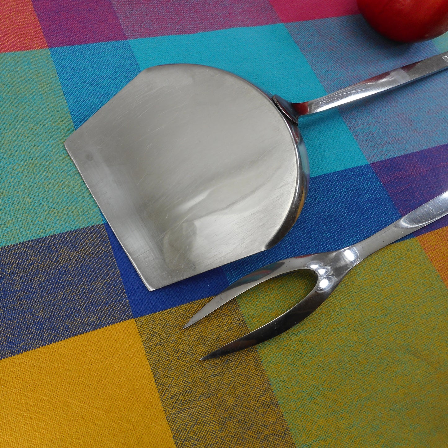 Kalmar Italy Modernist Long Stainless Spatula & Meat Fork - BBQ Grill Used