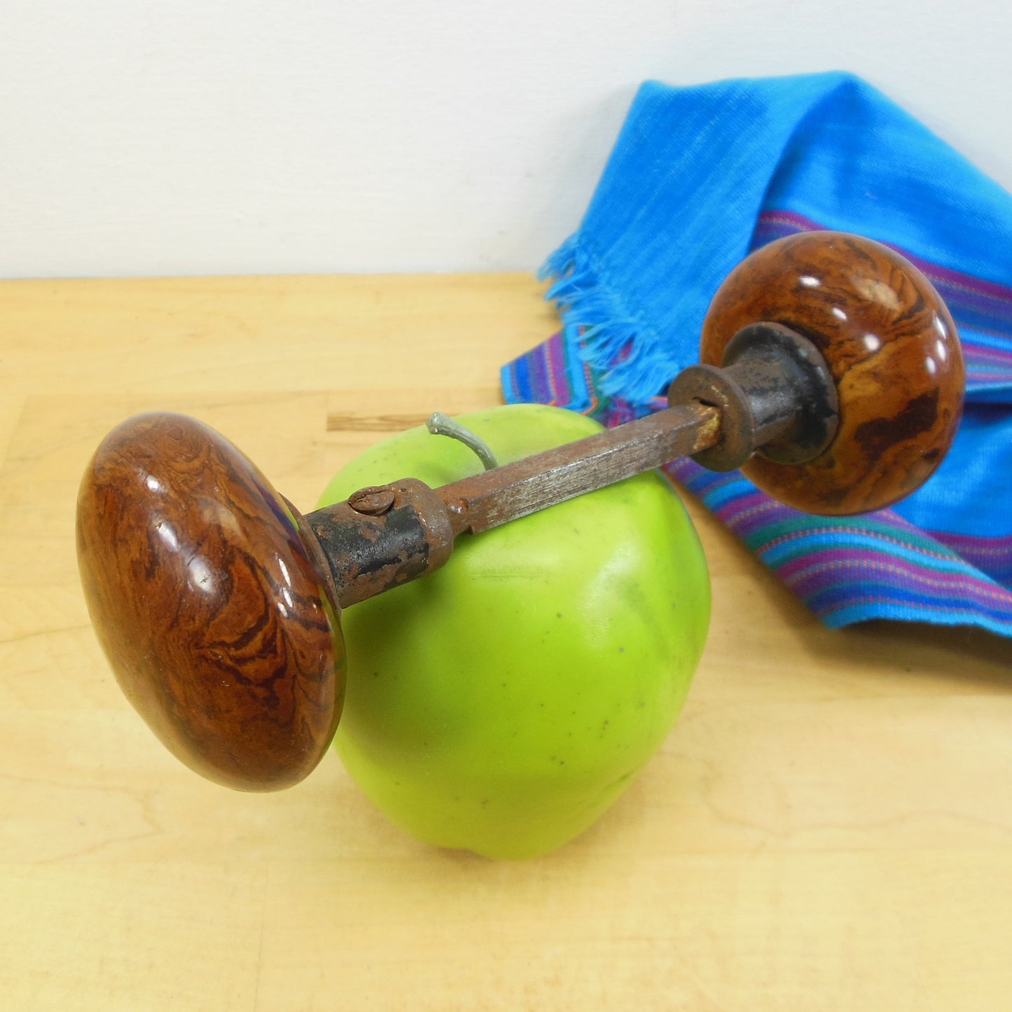 Antique Brown Marble Glass Door Knob Set