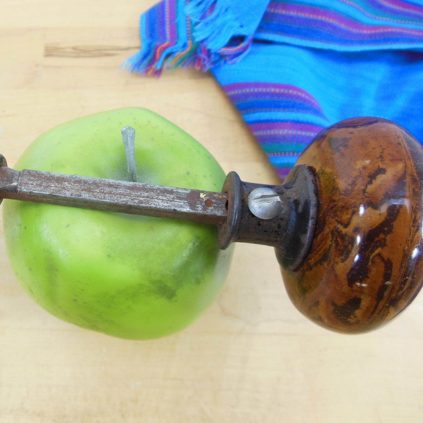 Antique Brown Marble Glass Door Knob Set Shaft