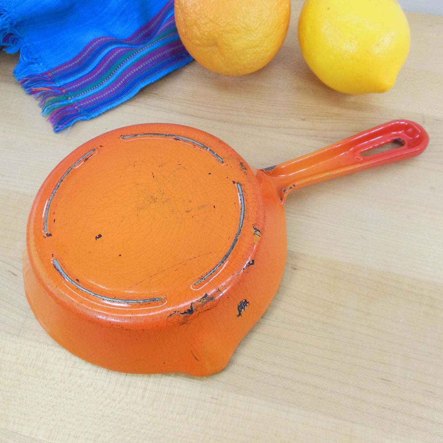 Levco Japan #3 Flame Enamel Cast Iron Skillet Chips