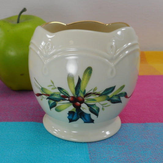 Lenox Porcelain Votive Candle Holder - Winter Greetings Holly - Catherine McClung