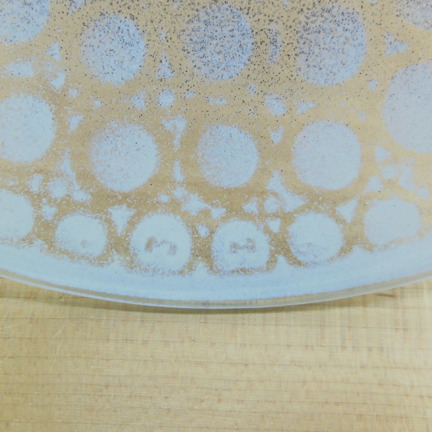 Maurice Heaton Fused Art Glass 8" Bowl Dots Circles Concentric Modern Signed MH