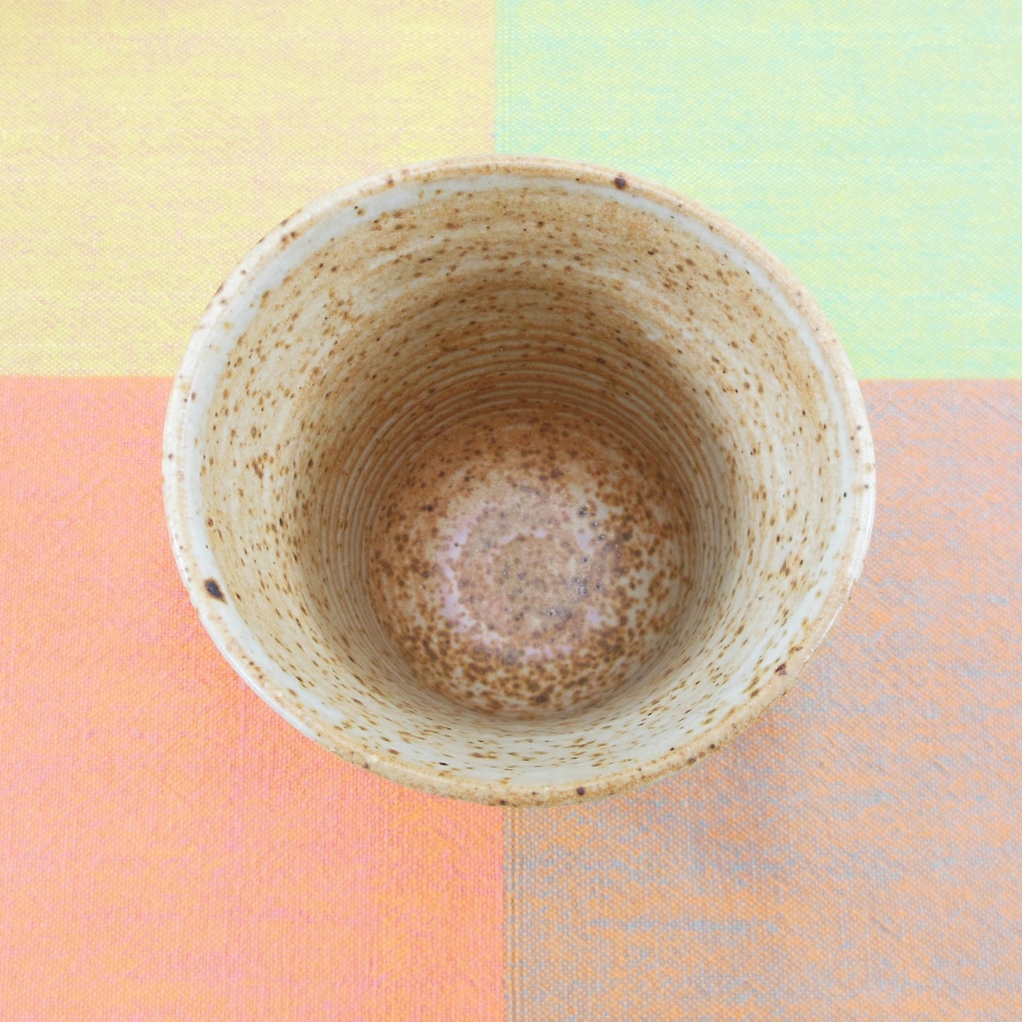 Celette Brown Stoneware Pottery Tea Cup - Letters Name MIMI Stamped