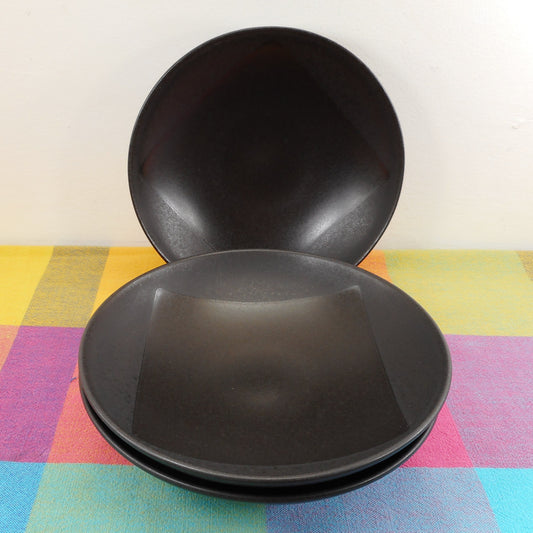 Mikasa Japan Potter's Art Dinnerware Origami Black - 3 Cereal/Soup Bowls 8" Round