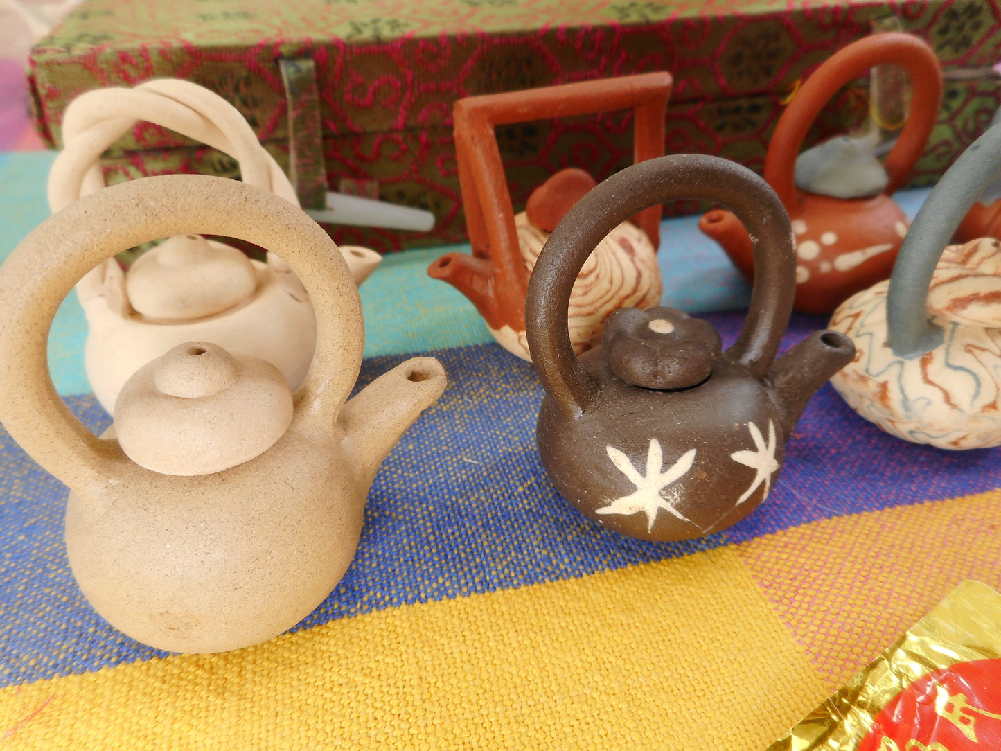Chinese 8 Boxed Set Miniature 2" Clay Teapots Asian