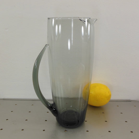Morgantown Normandie Smoke Gray Charcoal Glass Cocktail Martini Pitcher 9.5" Vintage
