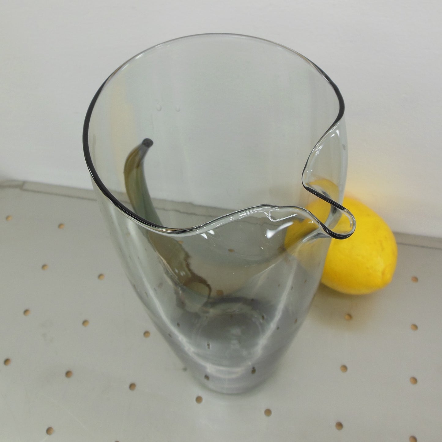 Morgantown Normandie Smoke Gray Charcoal Glass Cocktail Martini Pitcher used