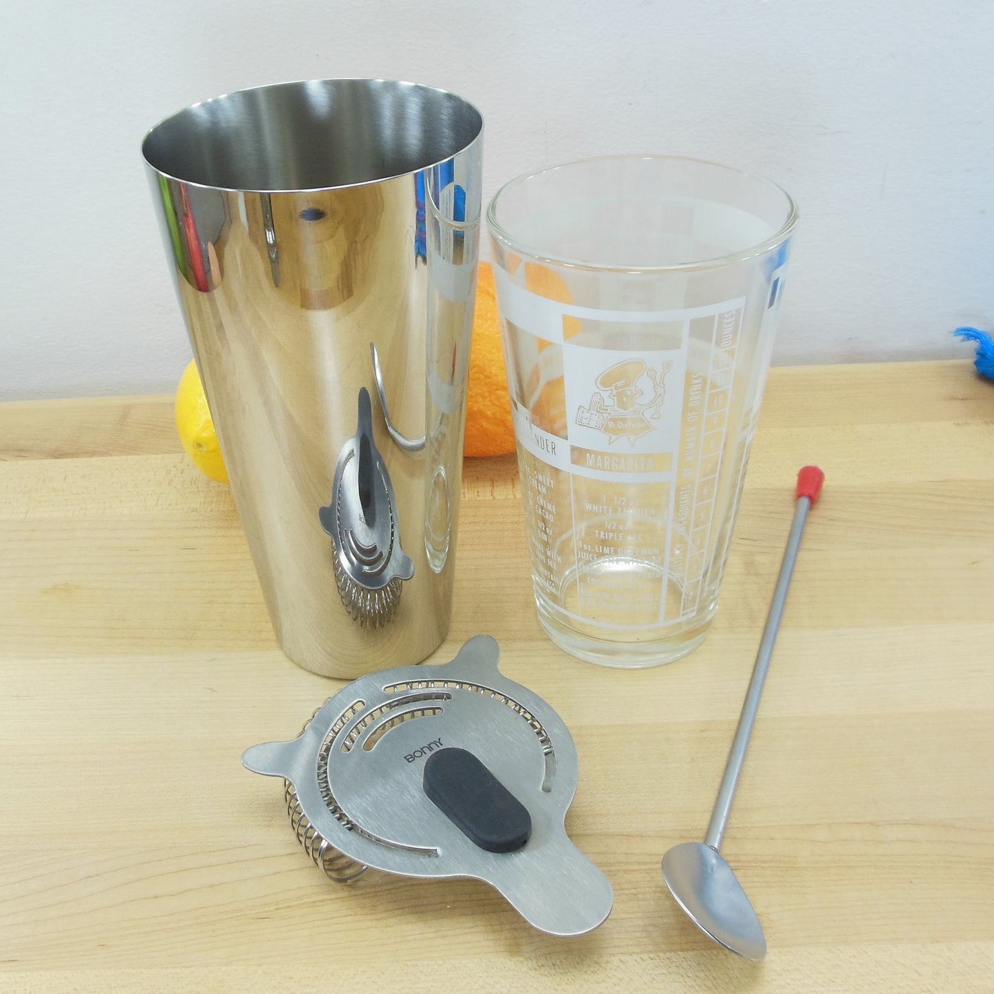 Mr Bartender Boston Cocktail Shaker Set Stainless Glass