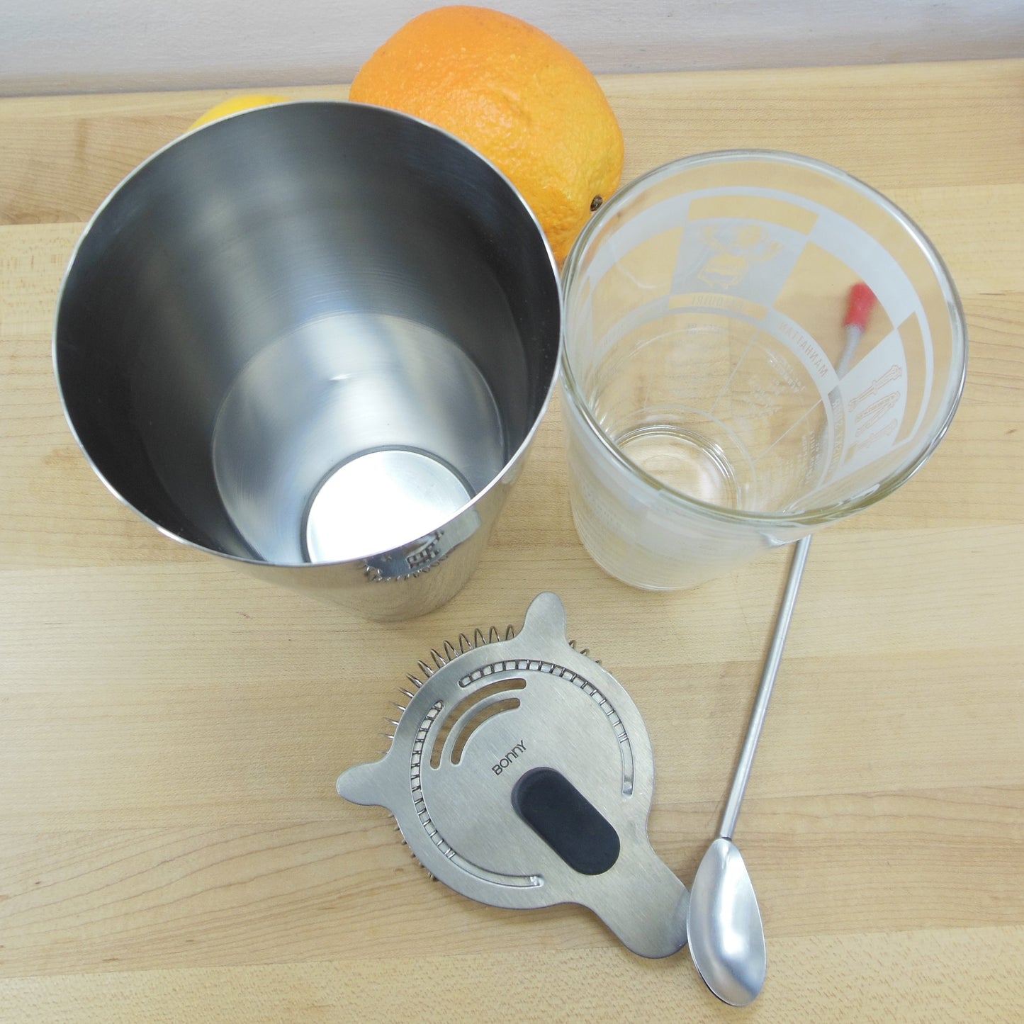 Mr Bartender Boston Cocktail Shaker Set Stainless Glass Vintage