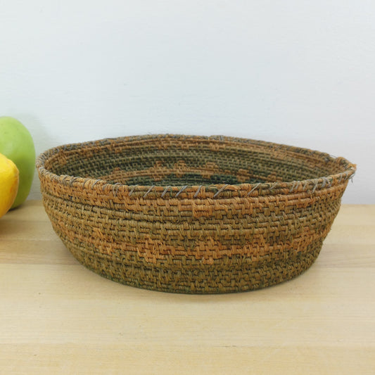 Native American Estate Old Woven 8" Basket Green Design