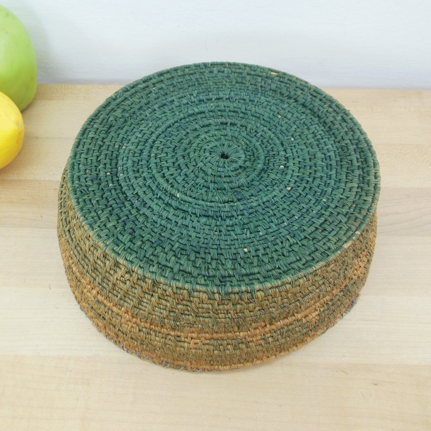 Native American Estate Old Woven 8" Basket Green Design Vintage