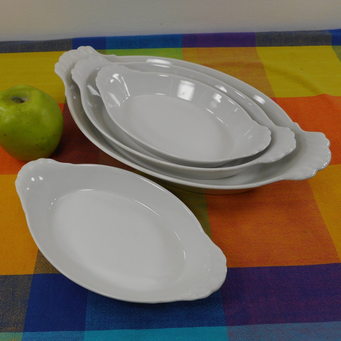 Philivuyt France 4 Set White Au Gratin Baking Dishes 9" 11" 13.5"