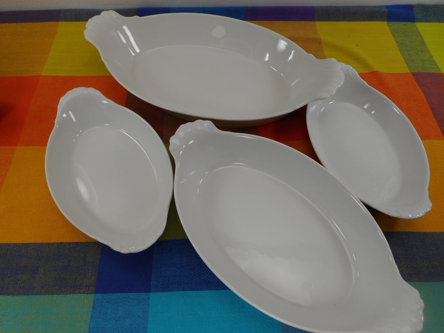 Philivuyt France 4 Set White Au Gratin Baking Dishes 9" 11" 13.5" Used