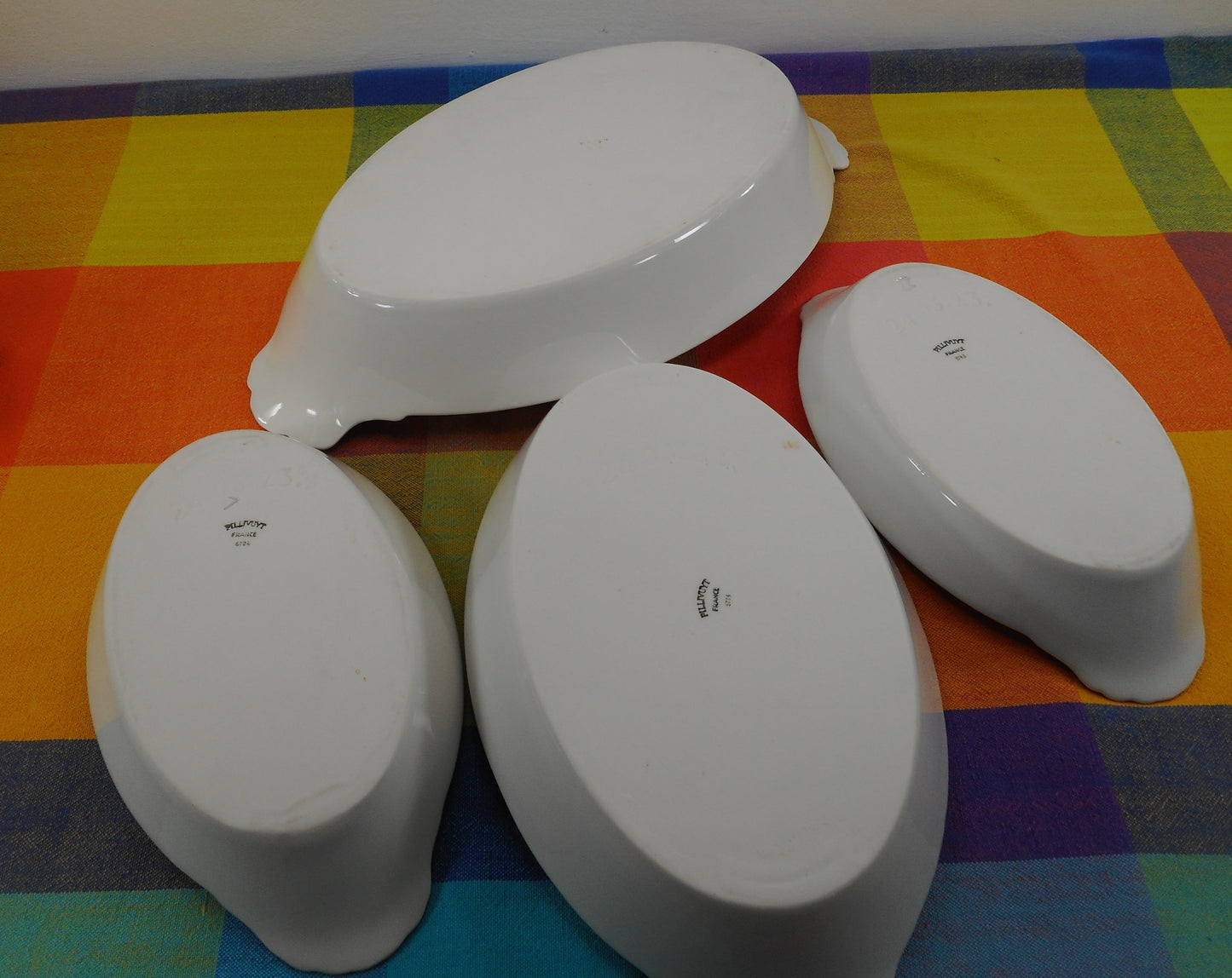 Philivuyt France 4 Set White Au Gratin Baking Dishes 9" 11" 13.5" Vintage