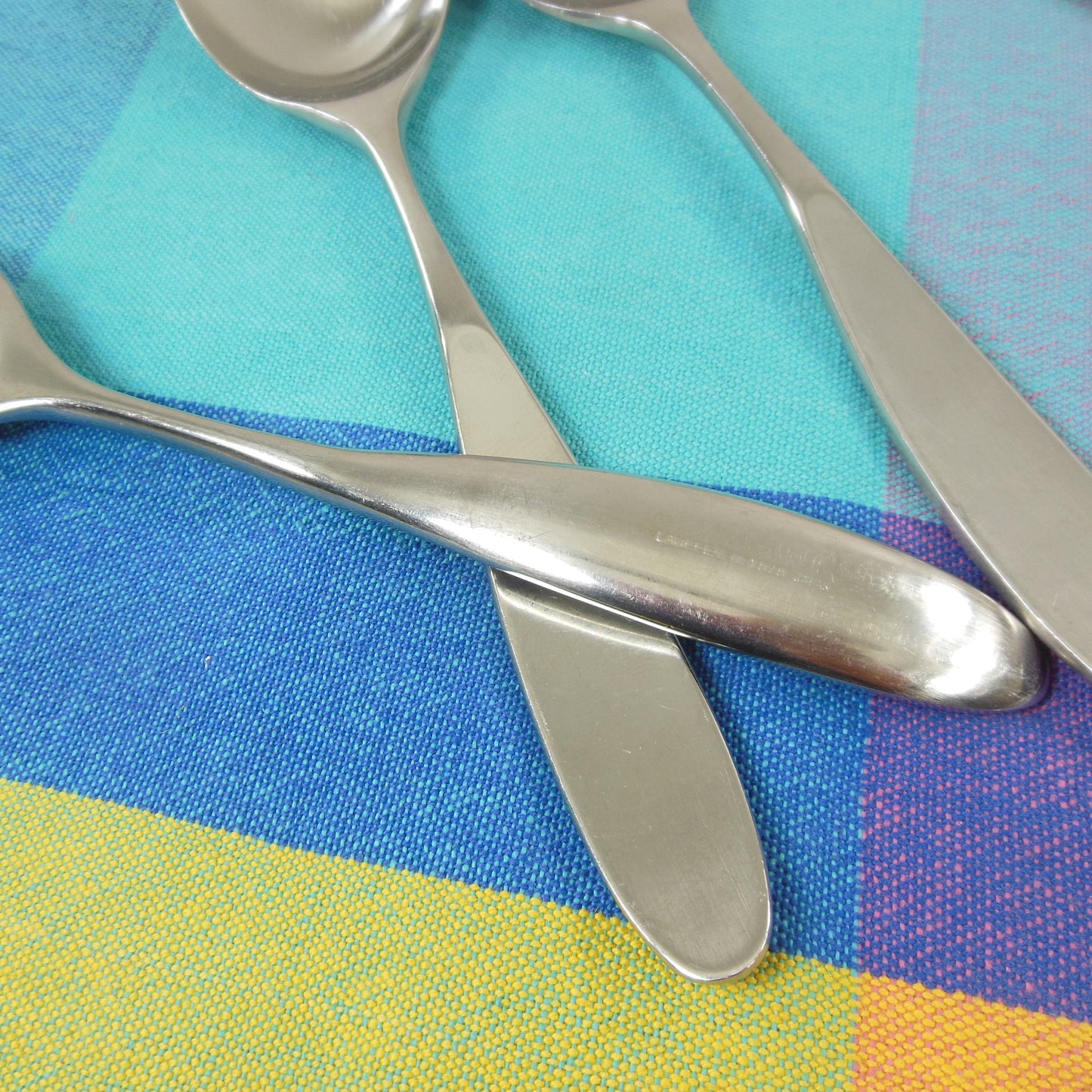 Lauffer Magnum Japan Stainless Flatware - 3 Soup Place Spoons Used Vintage