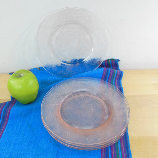 MacBeth Evans Pink Depression Glass Dogwood Flower - 5 Luncheon Plates