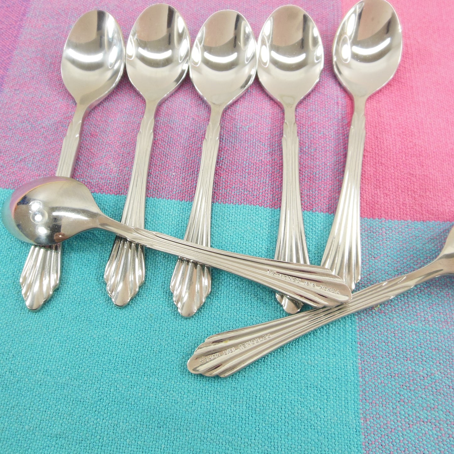 Retroneu Barrington Stainless Flatware - 7 Demitasse Spoons Vintage