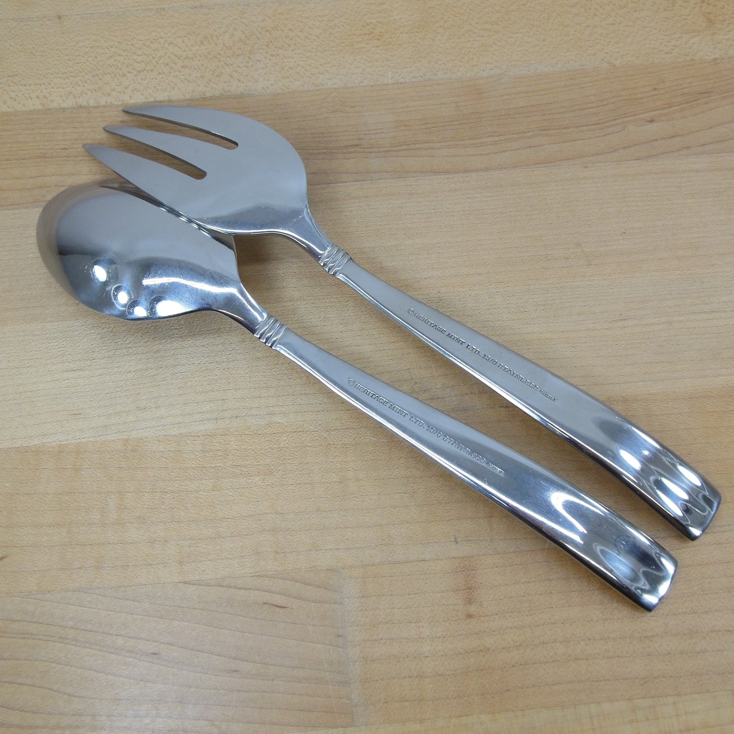Reed & Barton Heritage Mint Ltd. Regent Stainless Table Serving Spoon Fork Used