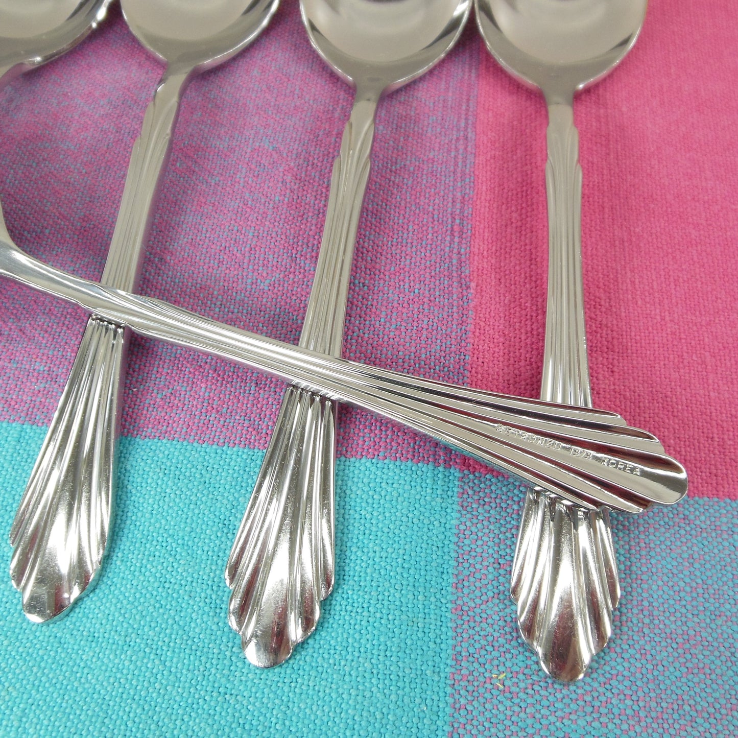 Retroneu Barrington Stainless Flatware - 4 Teaspoons & 1 Sugar Spoon Vintage used