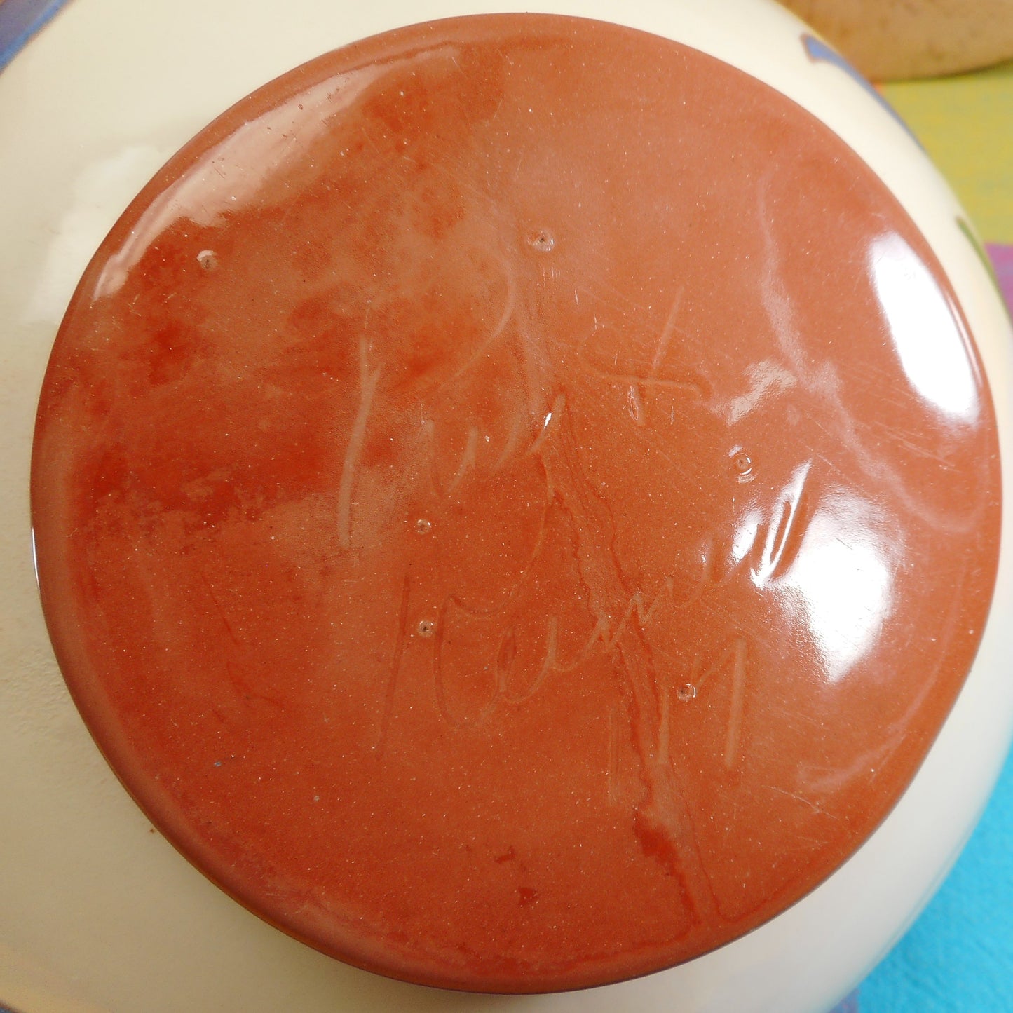 Ruth Price Pottery Pennsylvania Dutch Amish Mottoware Bowl - What Does it Give Pretzels or What? Signed