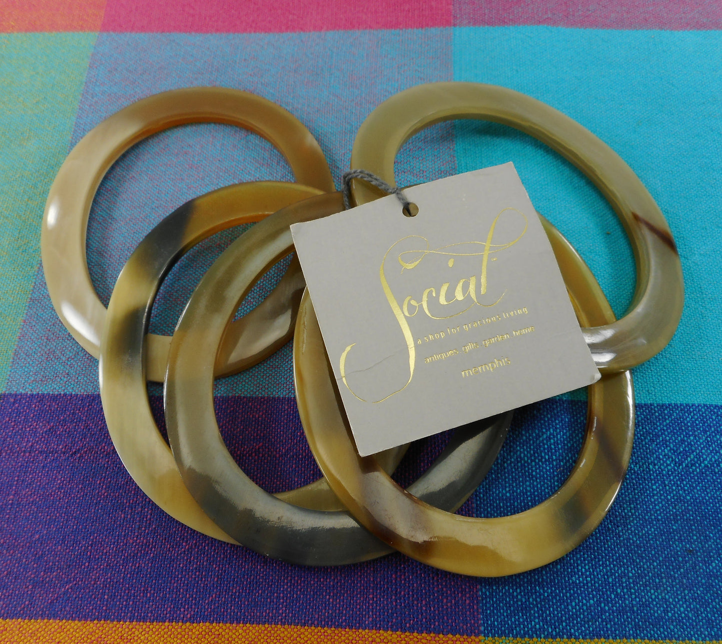 Social Shop Memphis 5 Bangle Bracelet Set - Faux Buffalo Horn