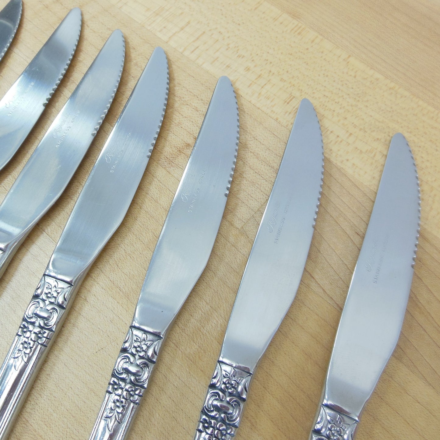 Stanley Roberts Rogers Stainless Valentine Flatware - 8 Steak Knives Vintage
