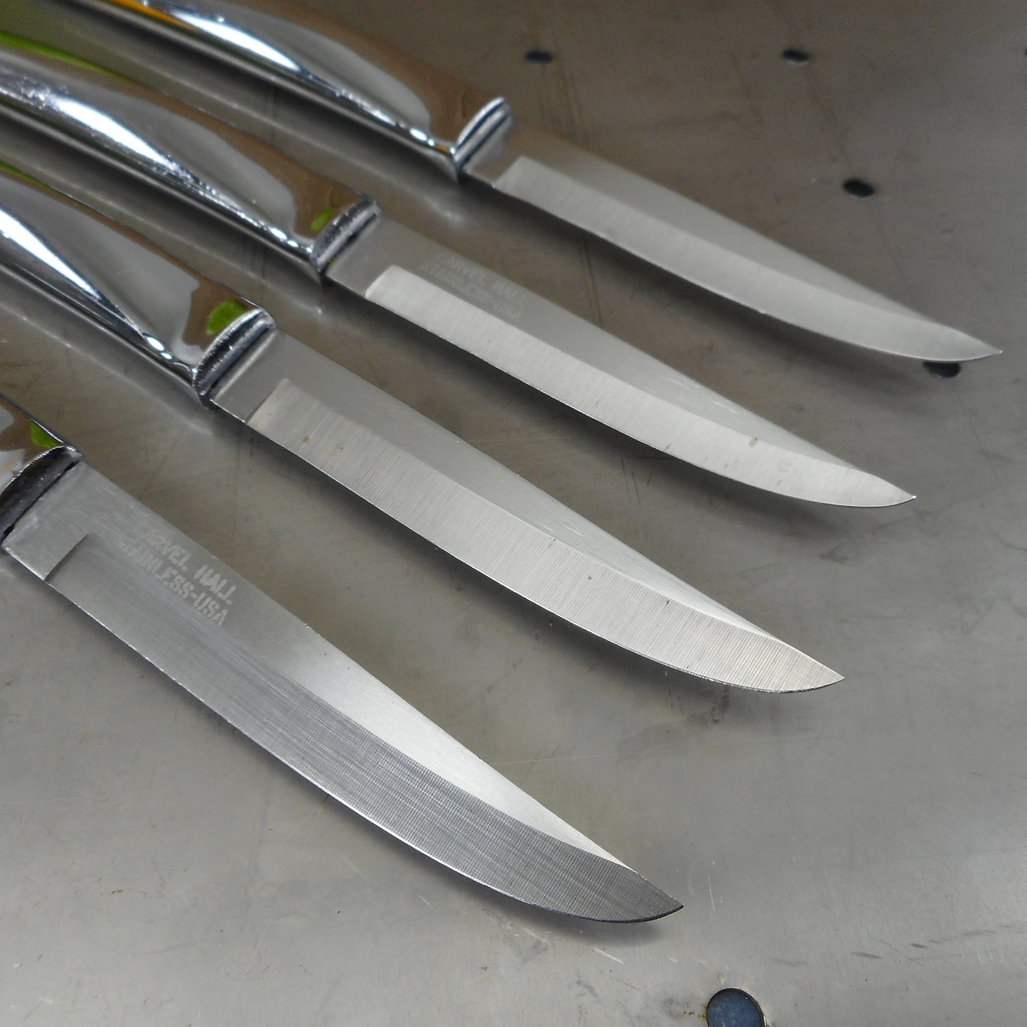 Carvel Hall Steak Knives Stainless Steel Chrome 7-1/4" Vintage