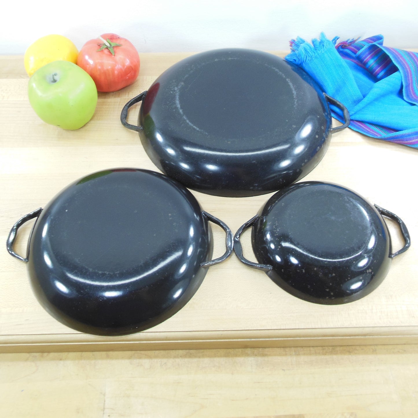 Unbranded Enamelware Sizzling Au Gratin Pans - Autumn Yellow Orange Green Used