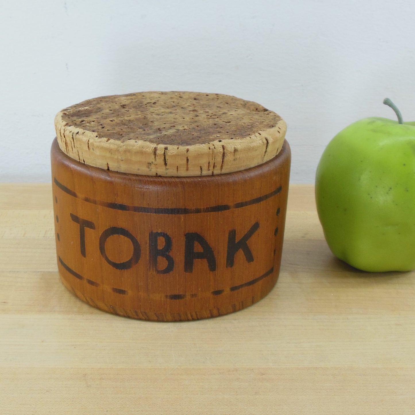 Sowe Konst Sovenstad Sweden Tobak Teak Tobacco Jar Container Cork