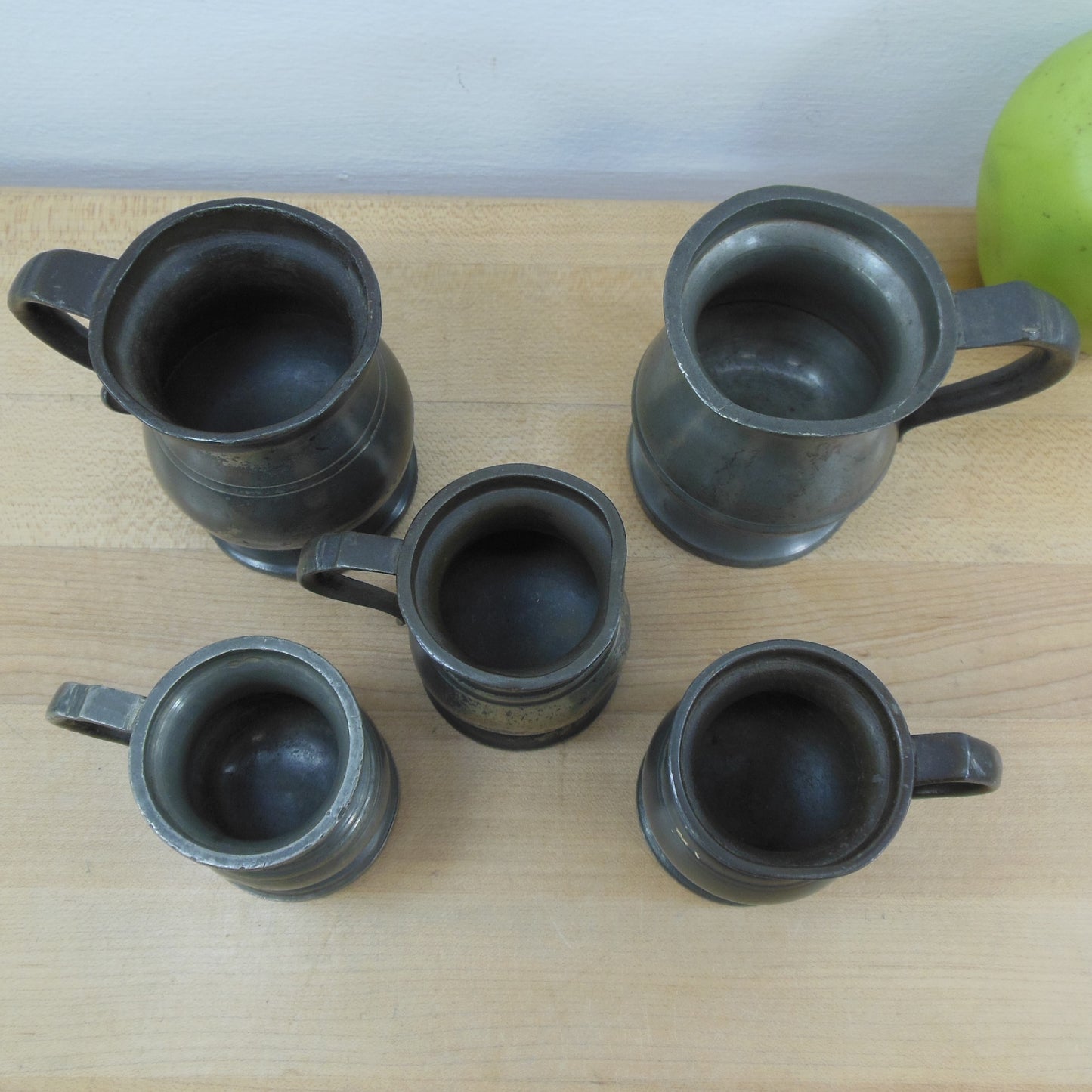 English Pewter Tankard 5 Lot Miniature Small Harry Mason Gill VR CM Used