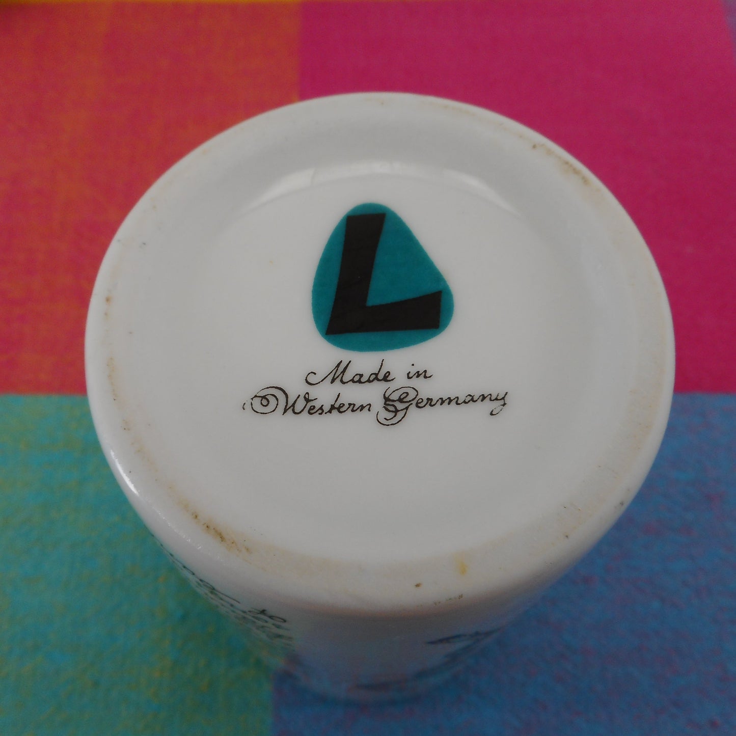 Western Germany Vintage Porcelain Zodiac Taurus Cup Tumbler L maker mark