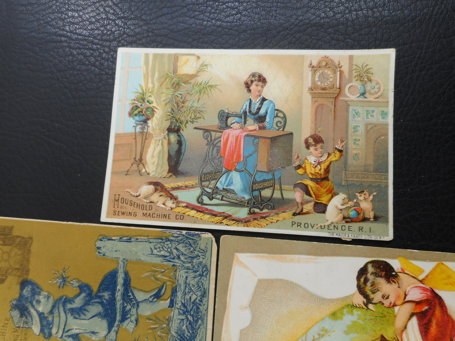 Antique Trade Cards Household Sewing Machine Providence Tool Co. - 5 Lot Cats