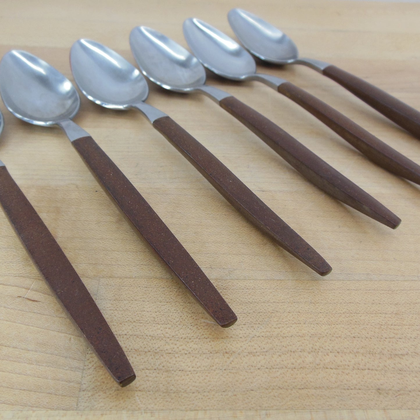 Ekco Eterna Stainless Canoe Muffin Brown - 6 Teaspoons Vintage MCM