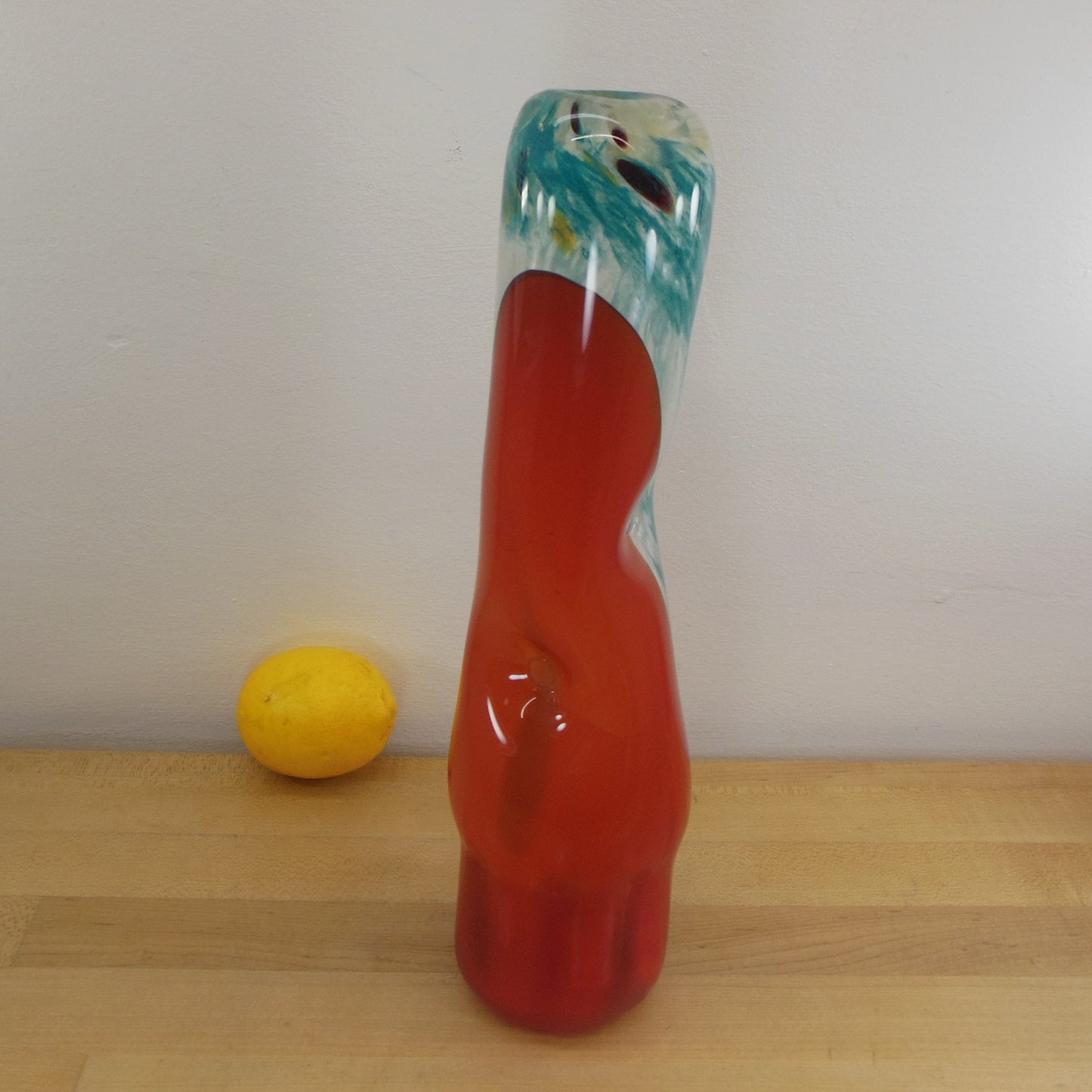 Theodore Stovian Signed 1996 Blown Art Glass Vase Vessel 14"
