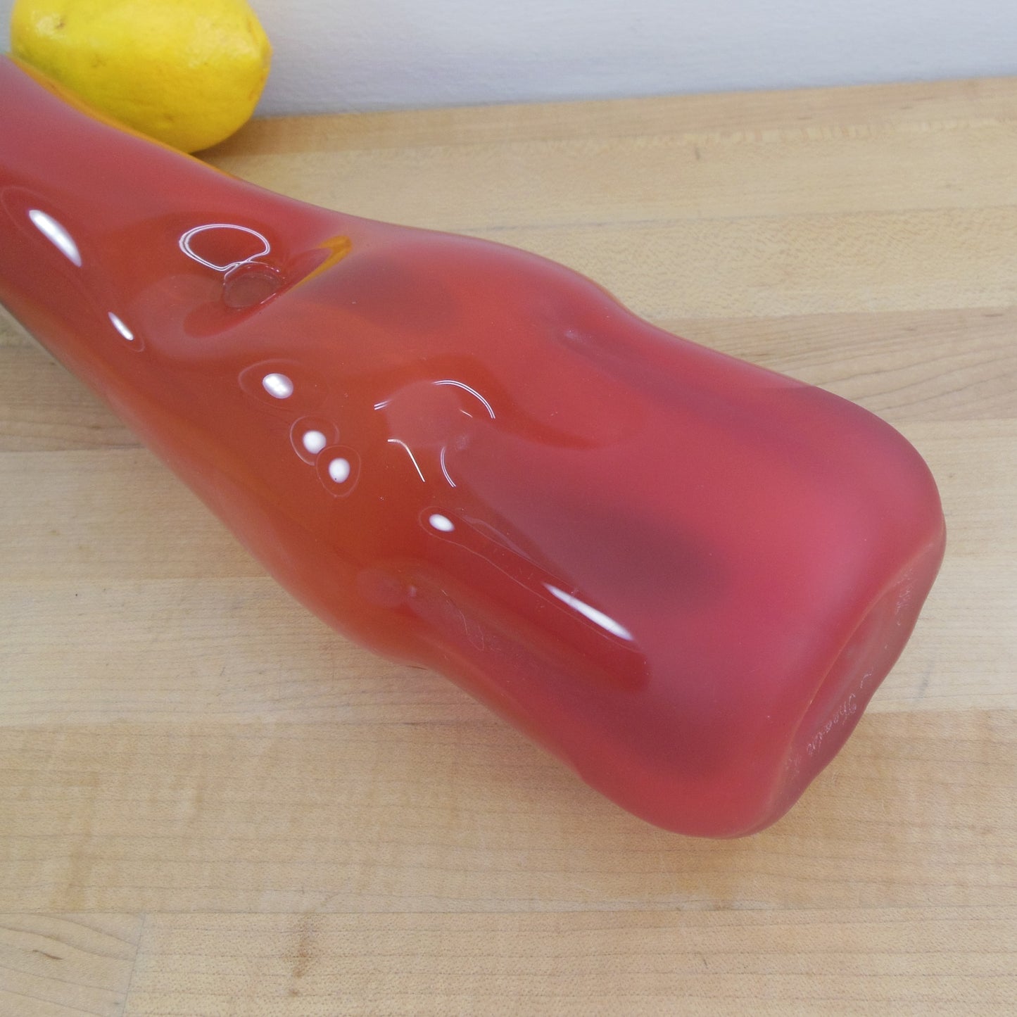 Theodore Stovian Signed 1996 Blown Art Glass Vase Vessel Abstract