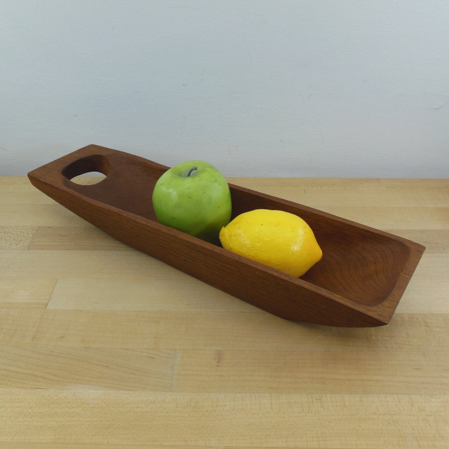 Action Industries Thailand Teak Wood Serving Bowl Tray Vintage MCM