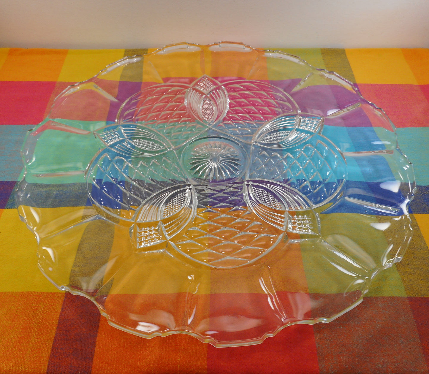 Duncan & Miller King Arthur EAPG Large 22" Torte Glass Plate Platter - Punch Bowl Underplate