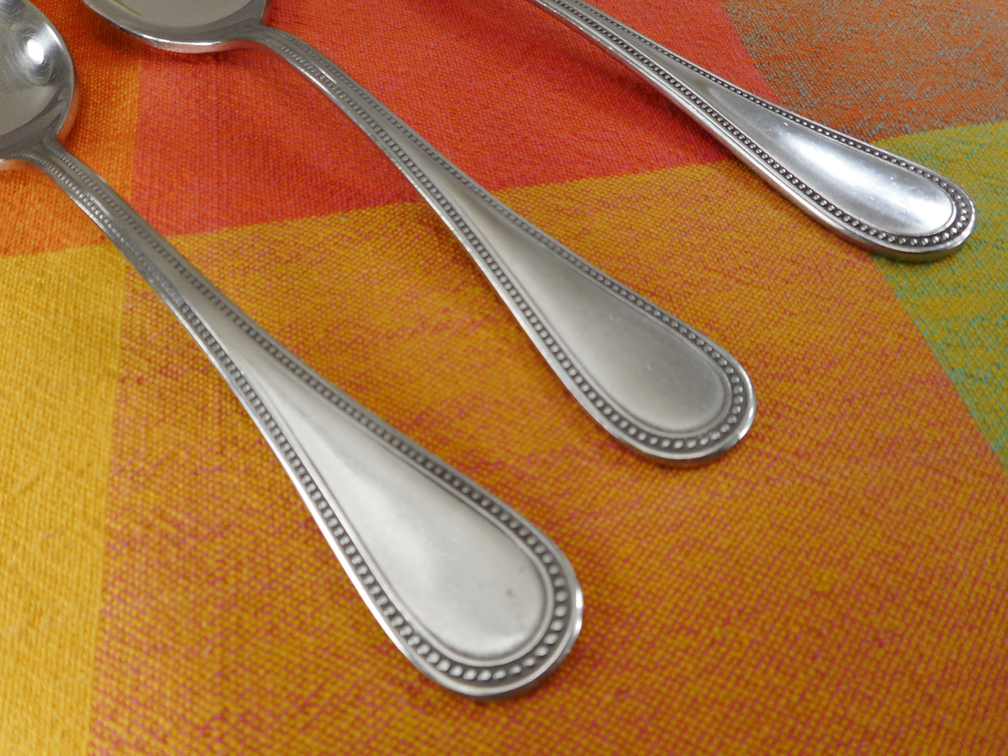Towle Germany Antique Beaded 18/8 Stainless Place Spoons Vintage