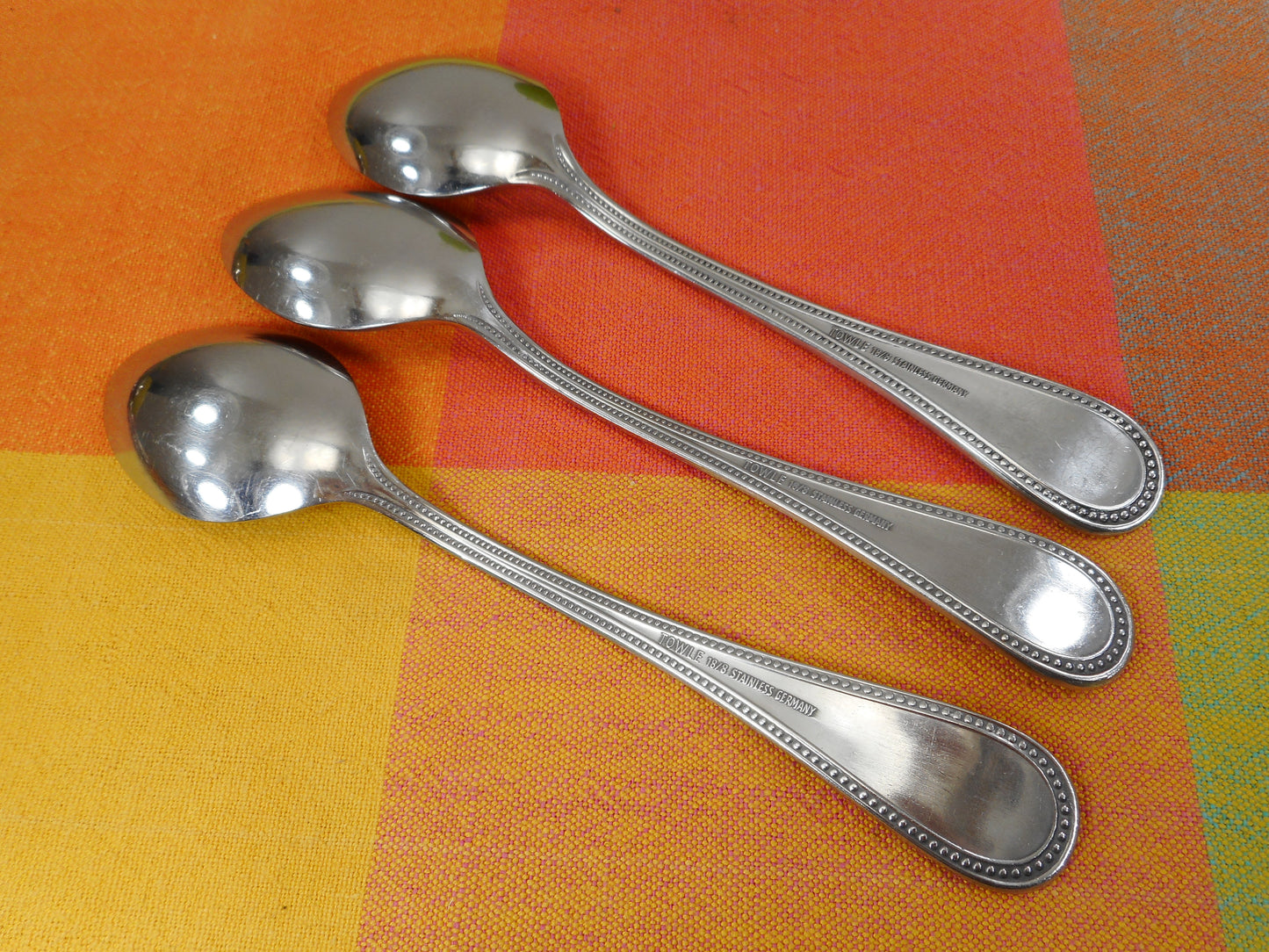 Towle Germany Antique Beaded 18/8 Stainless Place Spoons used