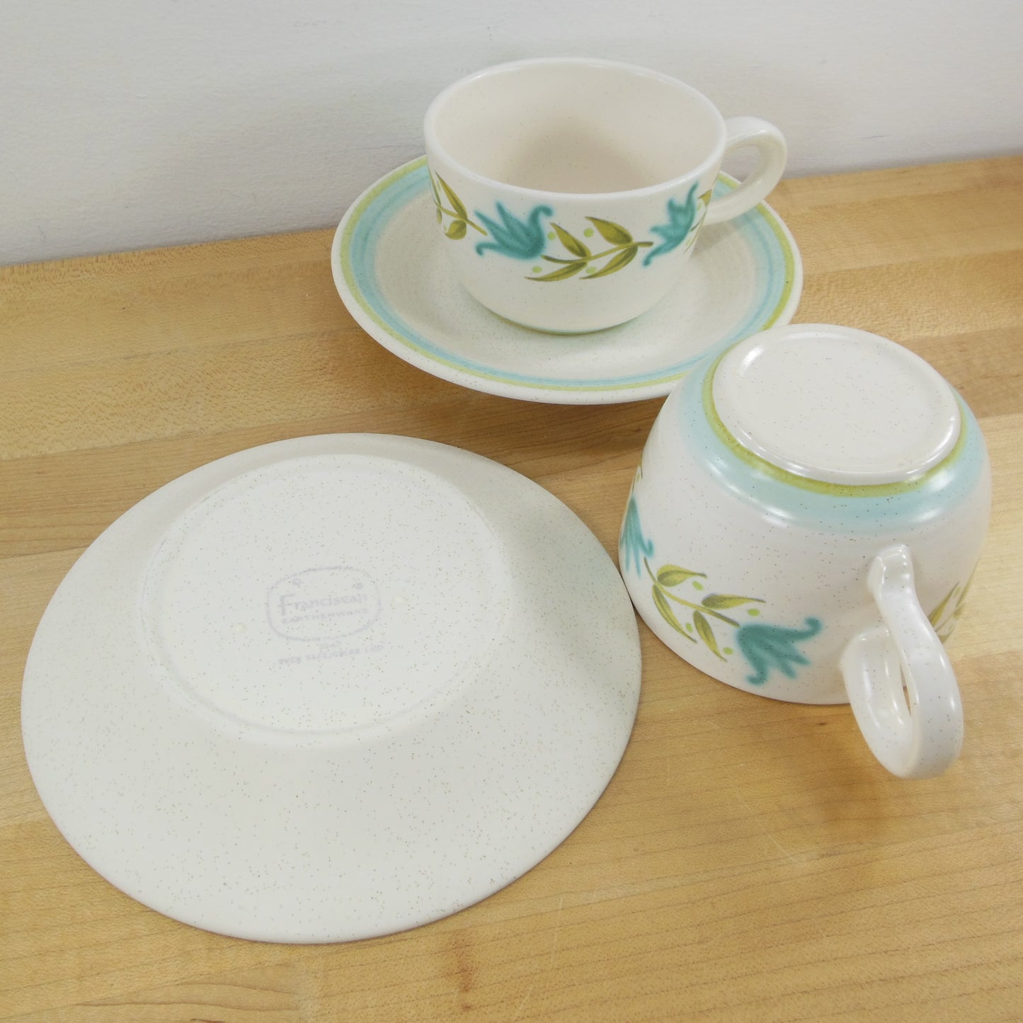 Franciscan Earthenware Tulip Time - 2 Cups & Saucers Vintage Used
