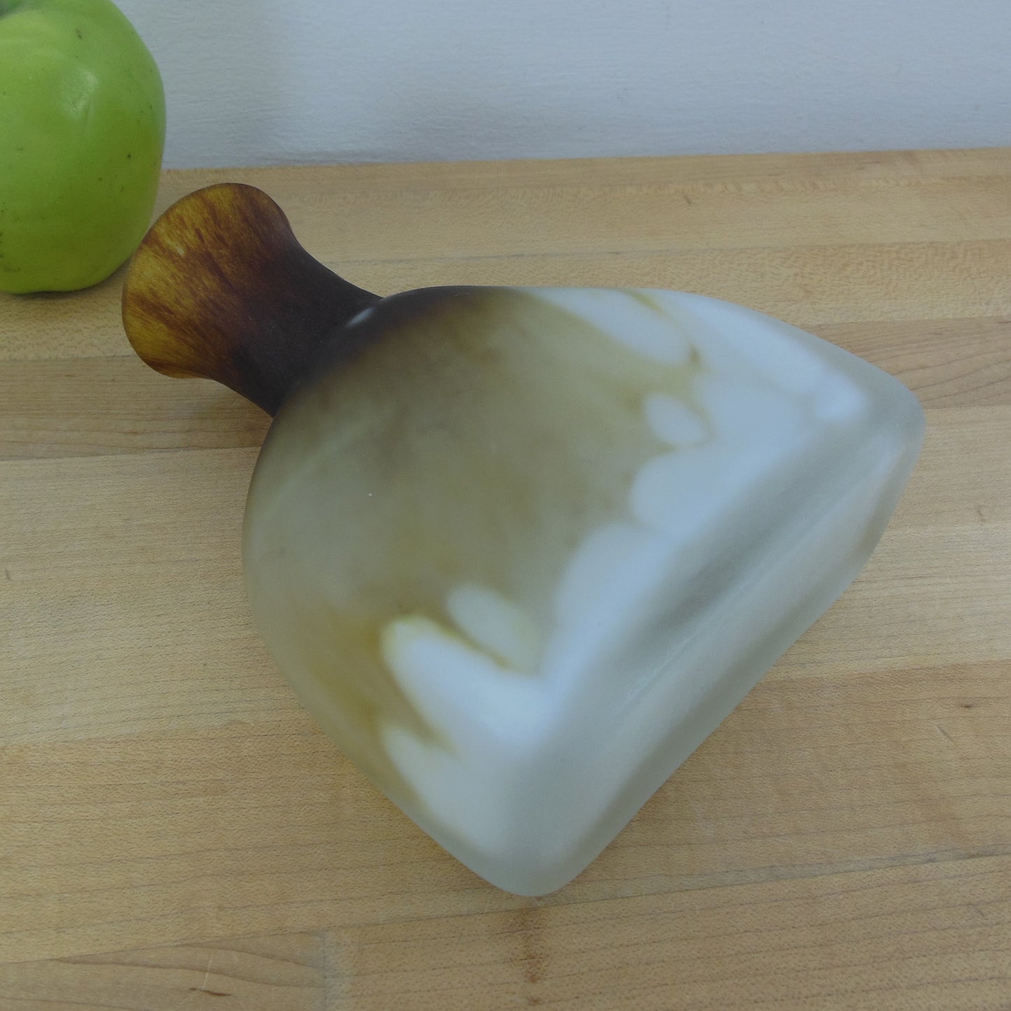Frosted Cased White Brown Art Glass Vase Tortoise Shell Used