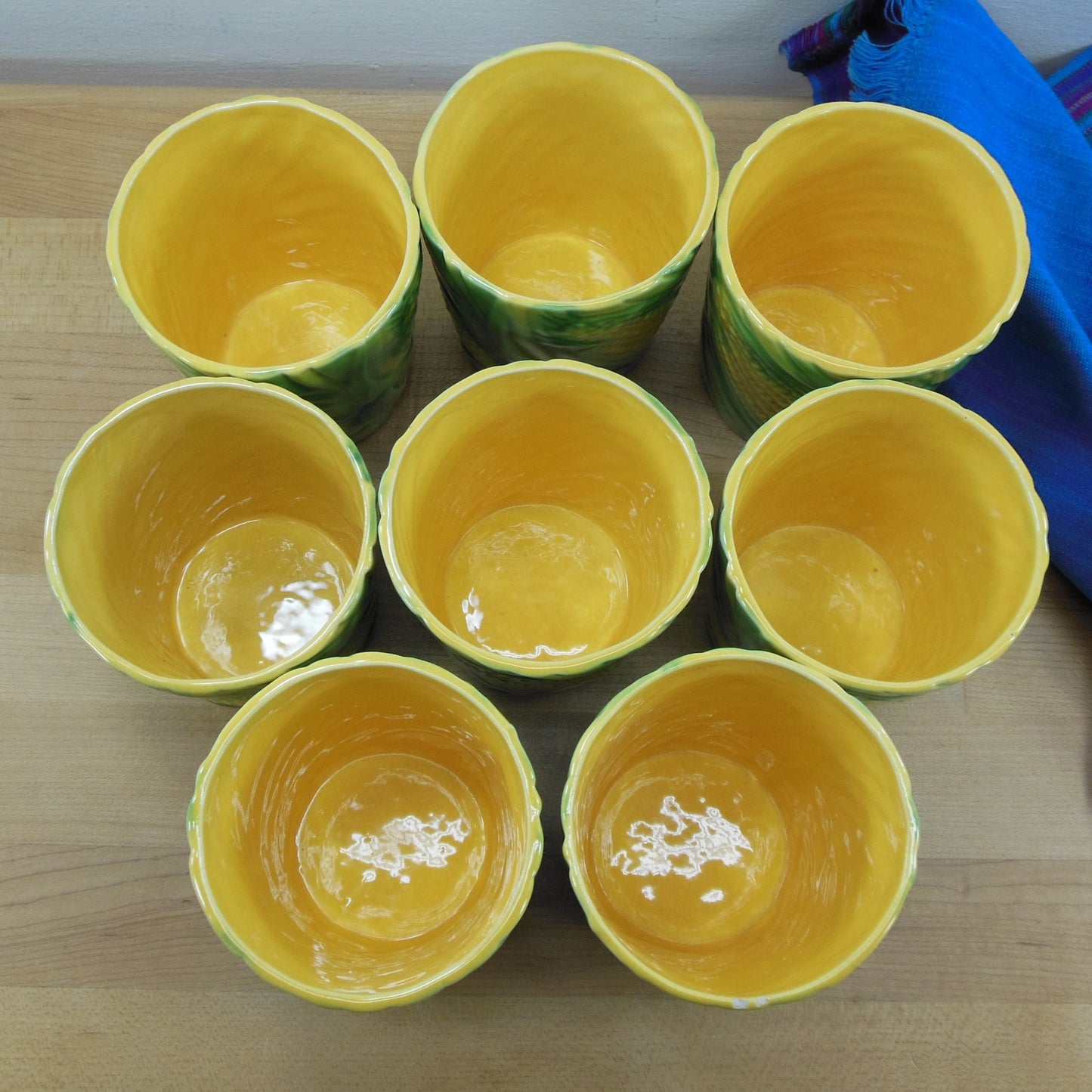 Vallona Starr 1946 California Pottery 8 Set Corn Cob Ear Tumblers Vintage