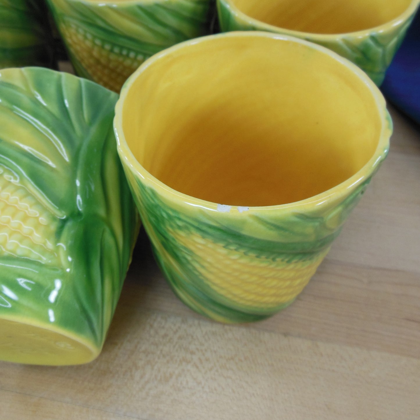 Vallona Starr 1946 California Pottery 8 Set Corn Cob Ear Tumblers used